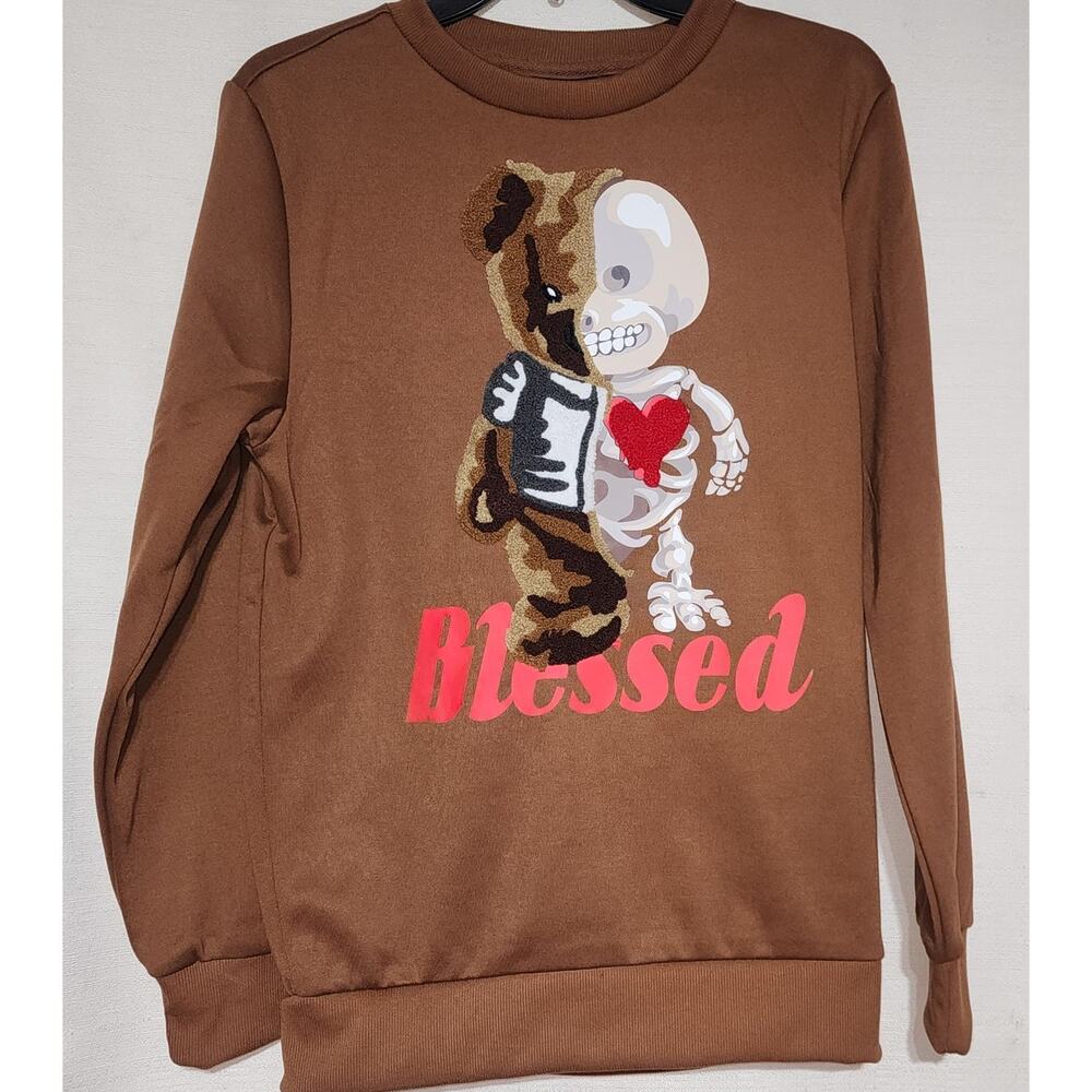 super massive teddy/skull bear sweatshirt size small